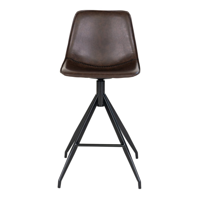 Monaco Counter Chair - Bruin, PU/Staal, 51x44x96 cm - Set van 2