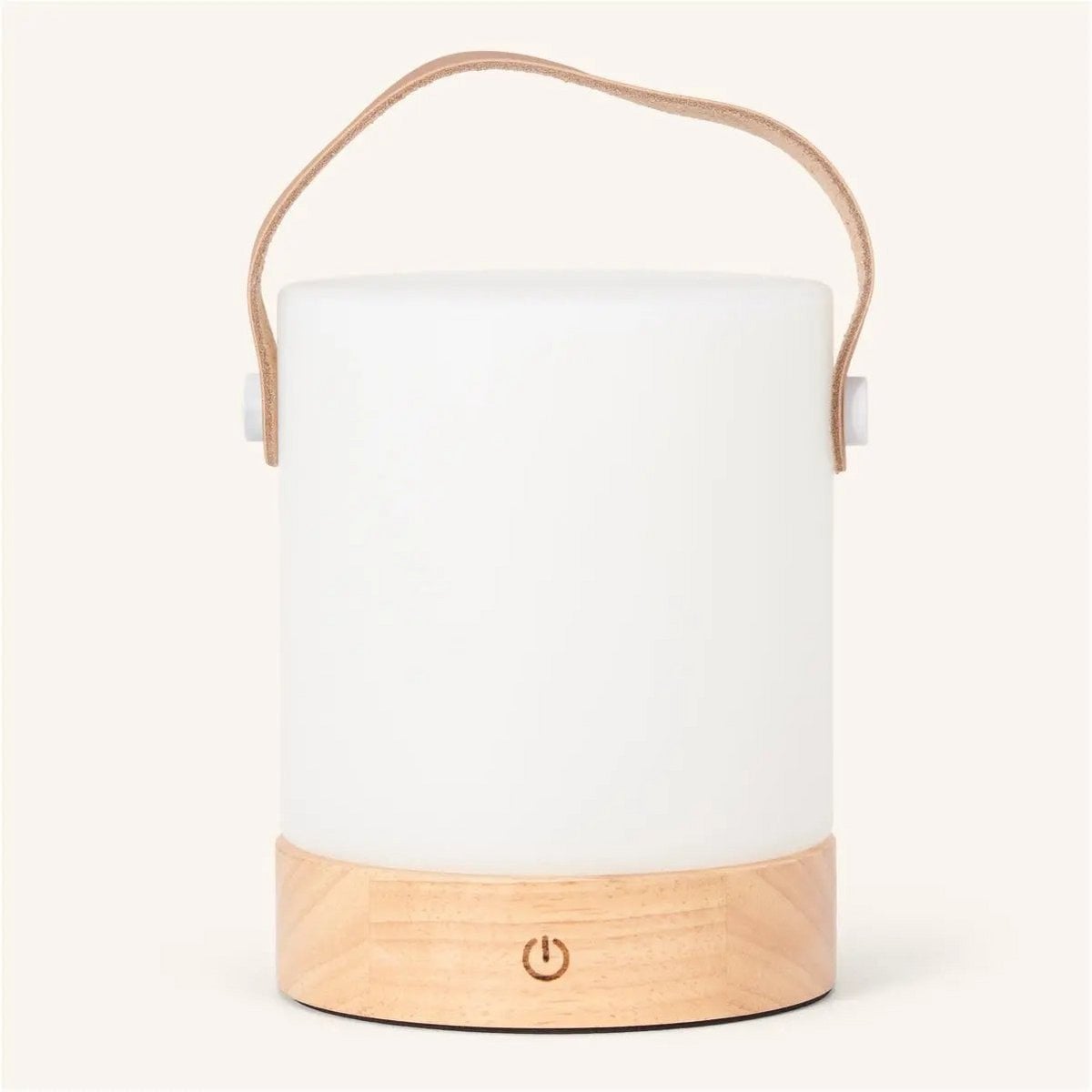 Avery Lichtbruine Oplaadbare Houten Tafellamp | Leren band, draadloos en dimbaar