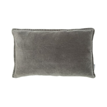 Vintage fluweel/linnen kussen donkergrijs 50x30
