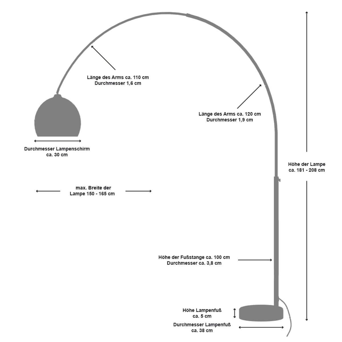 Arc lamp 208 cm chrome - SalesFever