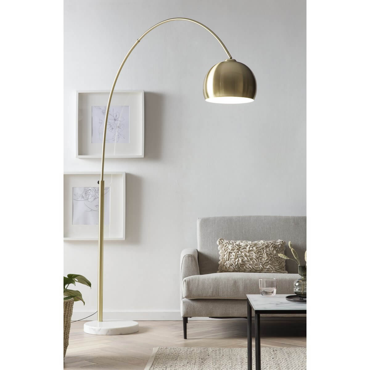 Arc lamp brass with marble base - SalesFever