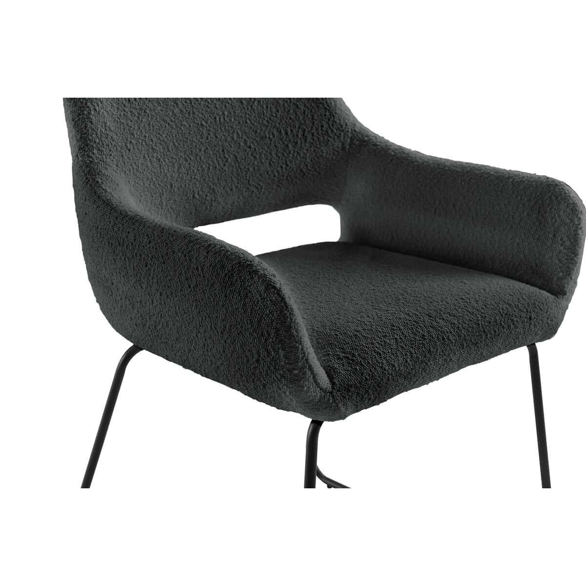 Armlehnstuhl mit Rücken Cut-Out Bouclé Stoff Anthrazit - SalesFever