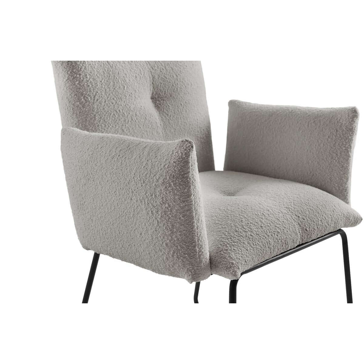 Armchair Bouclé fabric light gray - SalesFever