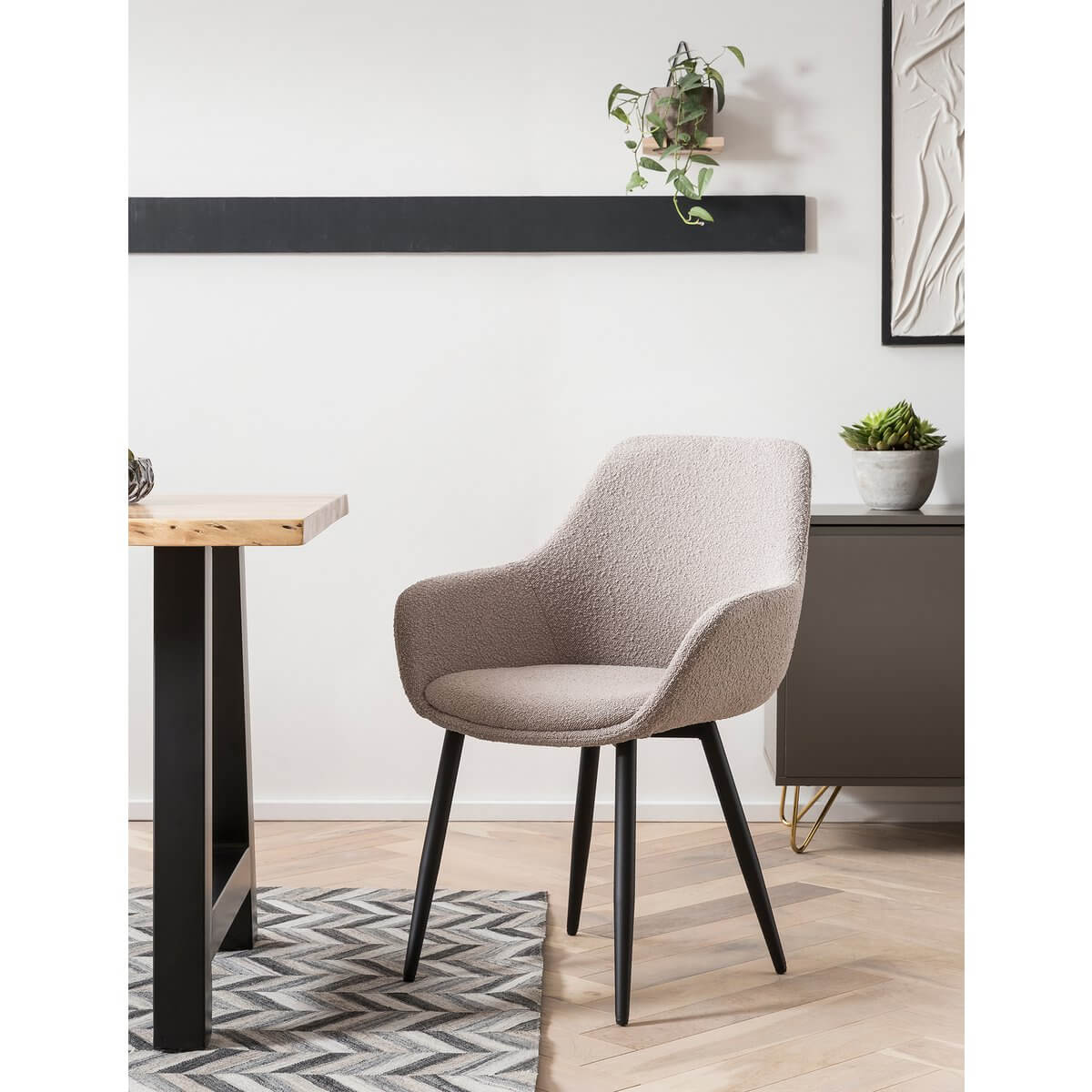 Armchair Bouclé fabric taupe set of 2 - SalesFever