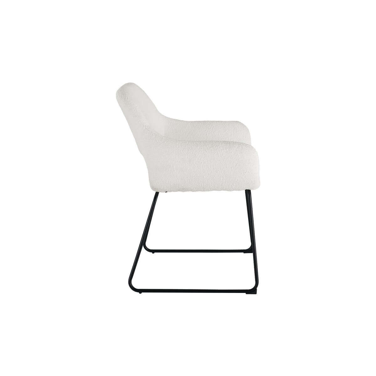 Armchair with back cut-out Bouclé fabric white - SalesFever