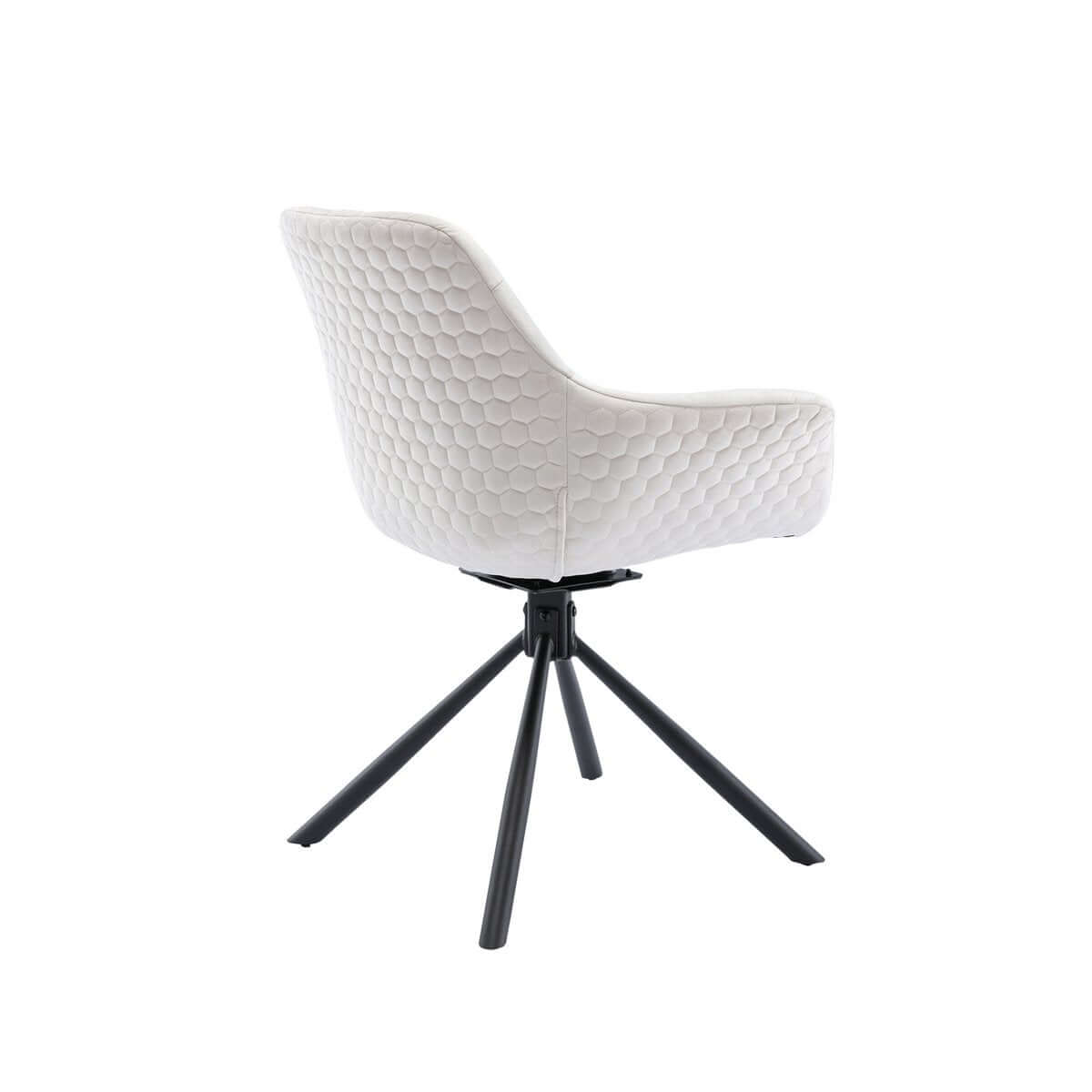 Armchair with honeycomb quilting in cream velvet - SalesFever