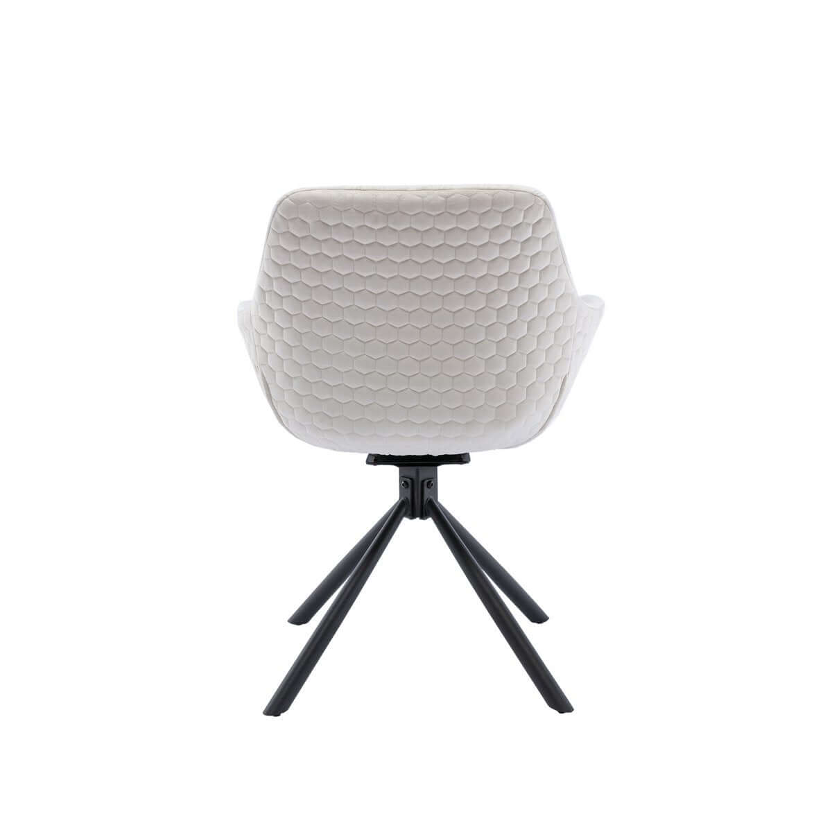 Armchair with honeycomb quilting in cream velvet - SalesFever