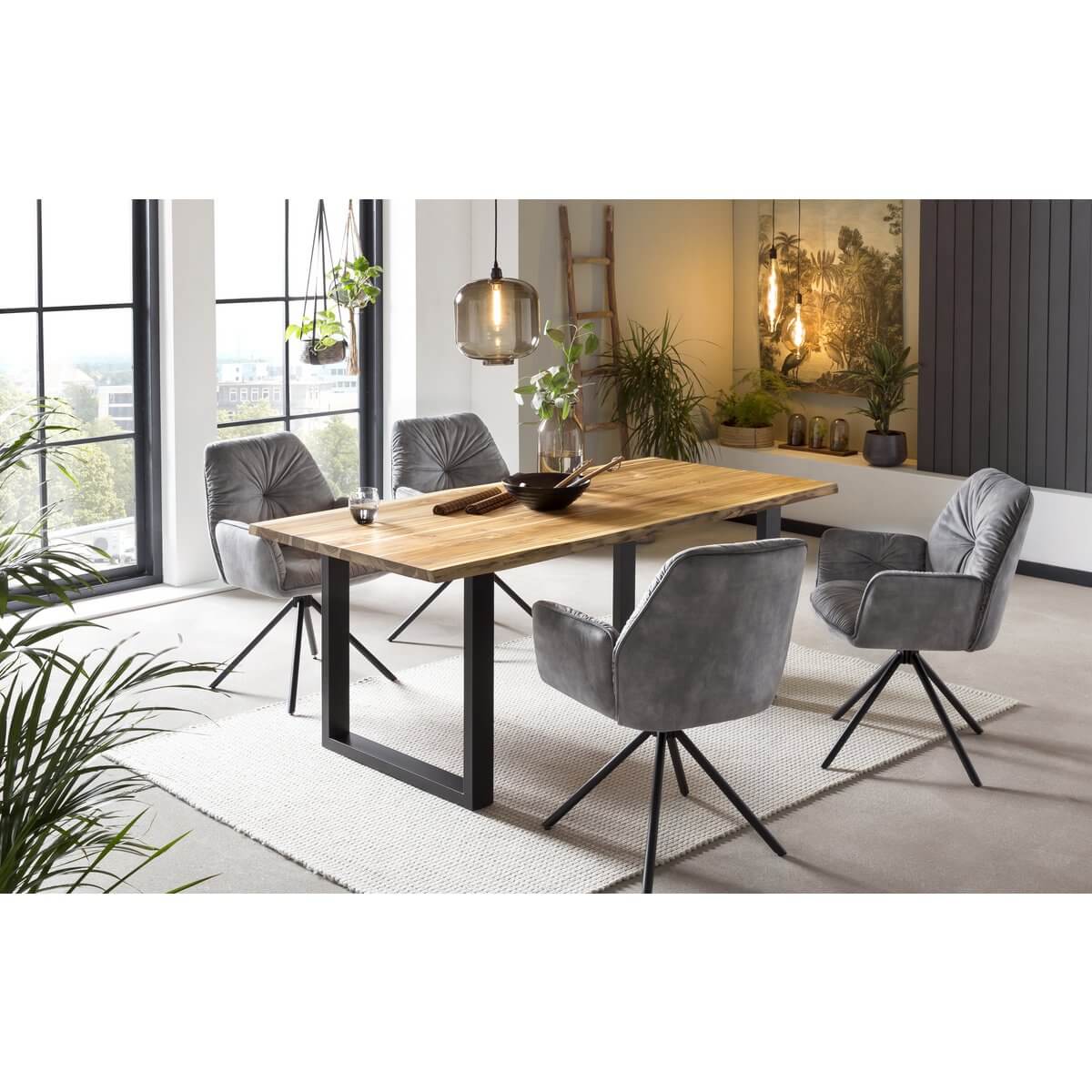 Armchair with 360° swivel function, gray - SalesFever