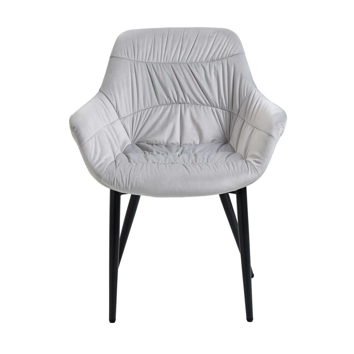 Armchair with honeycomb quilting in light gray velvet - SalesFever
