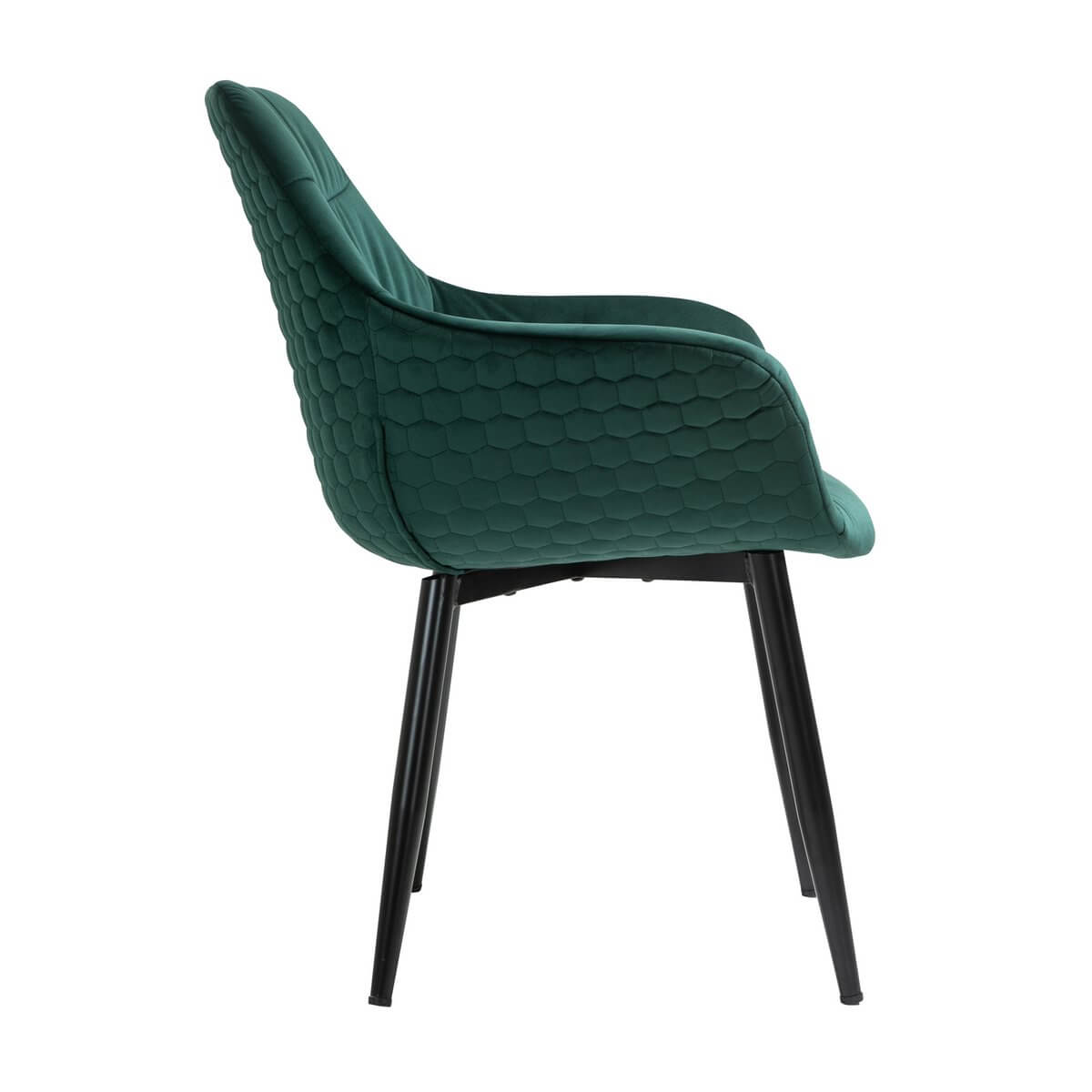 Armchair with honeycomb quilting in fir green velvet - SalesFever