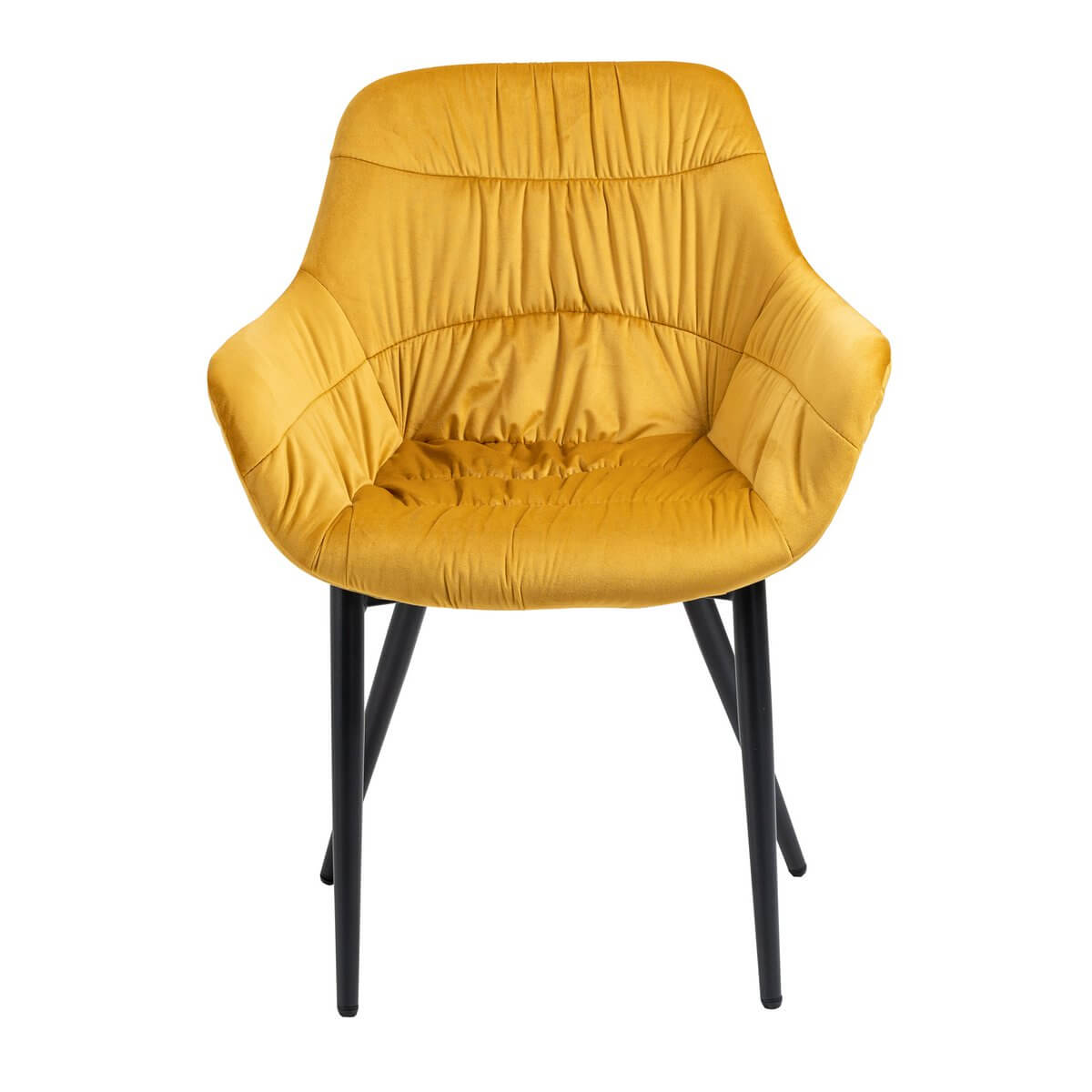 Armchair with honeycomb quilting in mustard yellow velvet - SalesFever