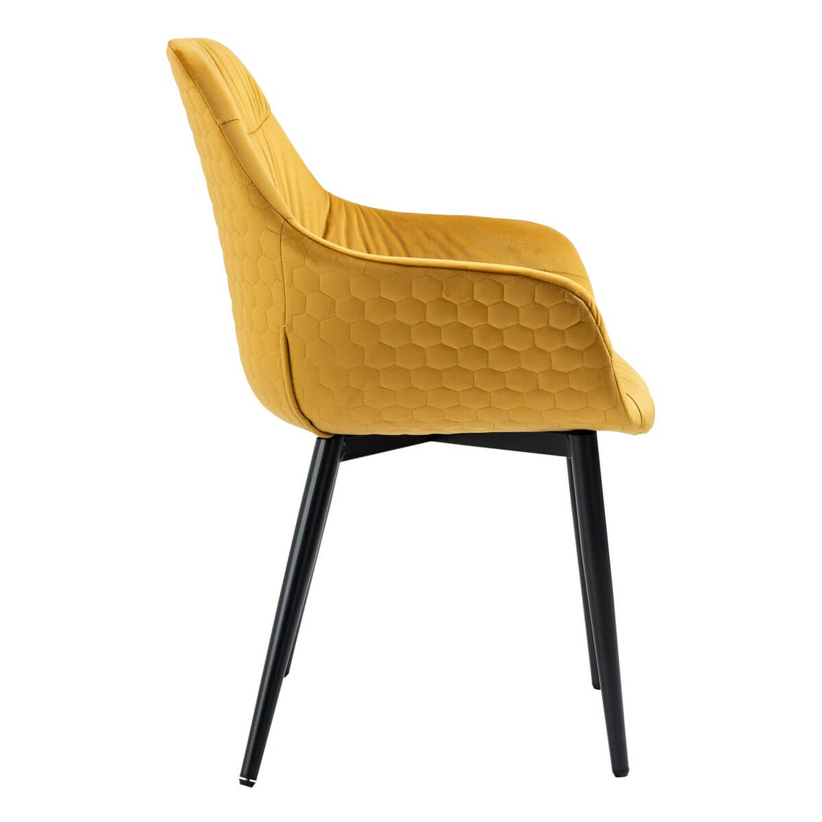 Armchair with honeycomb quilting in mustard yellow velvet - SalesFever