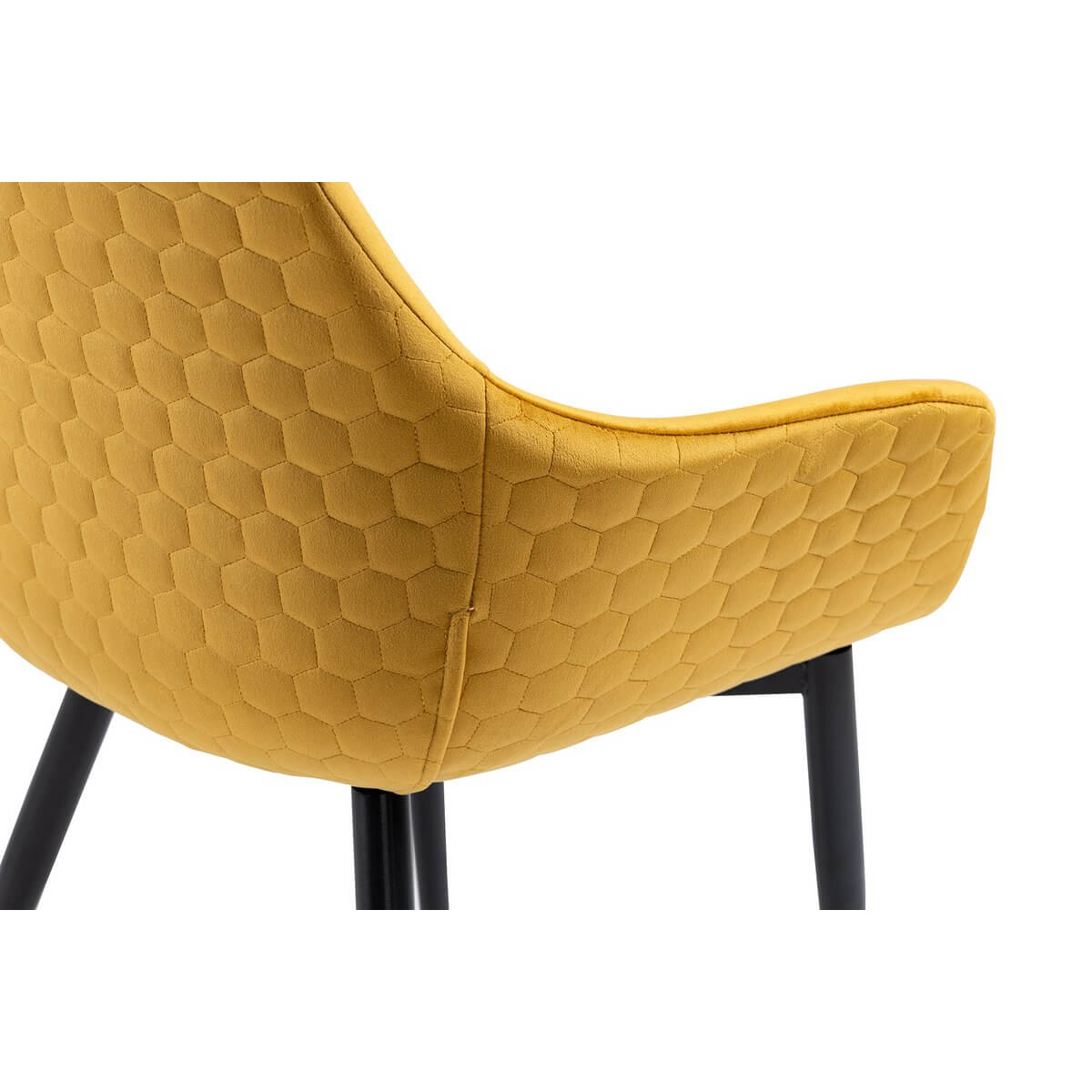 Armchair with honeycomb quilting in mustard yellow velvet - SalesFever