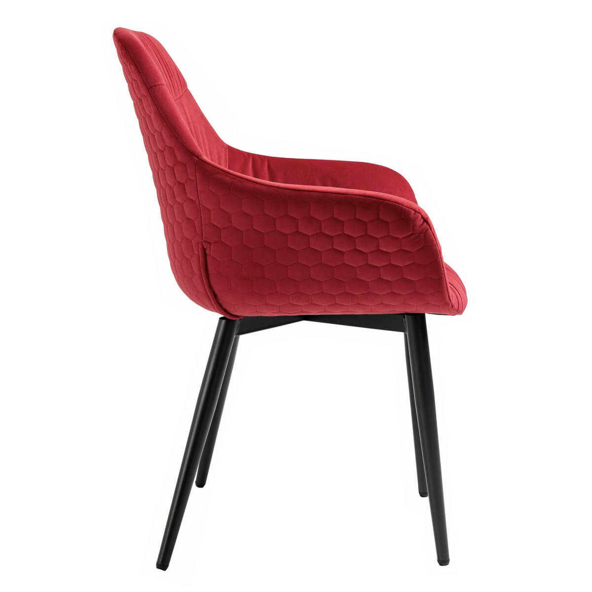 Armchair with honeycomb quilting in red velvet - SalesFever