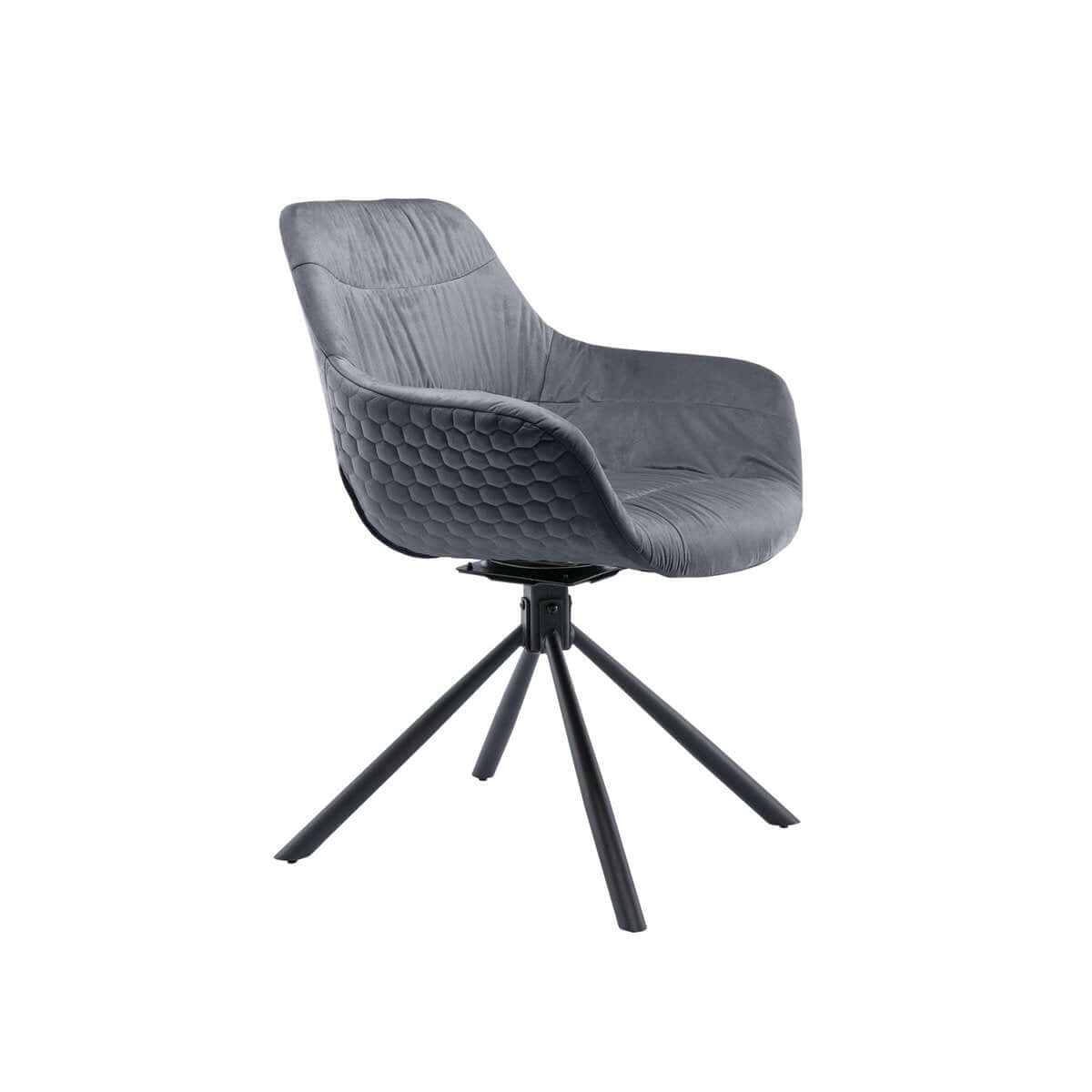 Armchair with honeycomb quilting in gray velvet - SalesFever