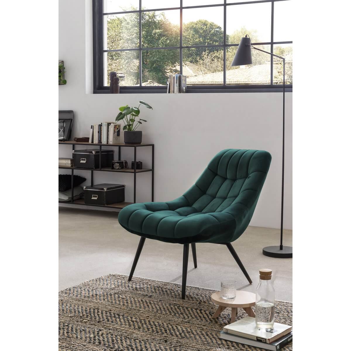 Armchair XXL velvet green metal black - SalesFever