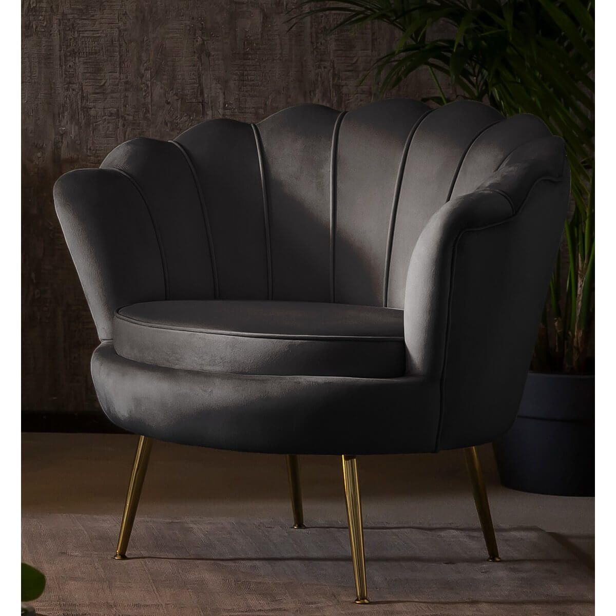 Black velvet shell armchair - SalesFever
