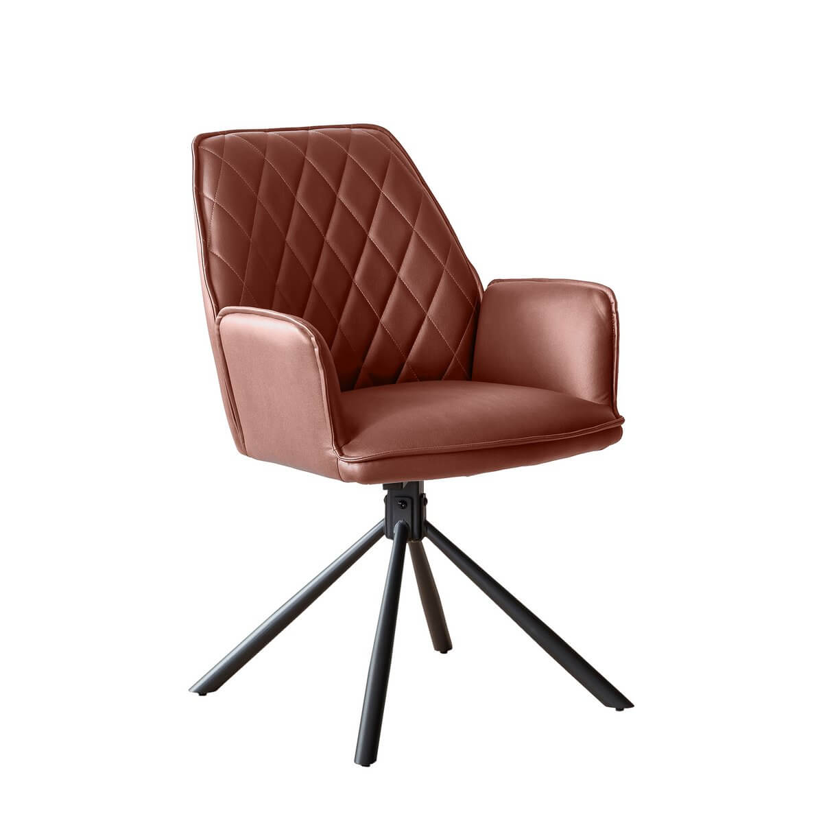 Cognac armchair set of 2 with 360° rotation function - SalesFever