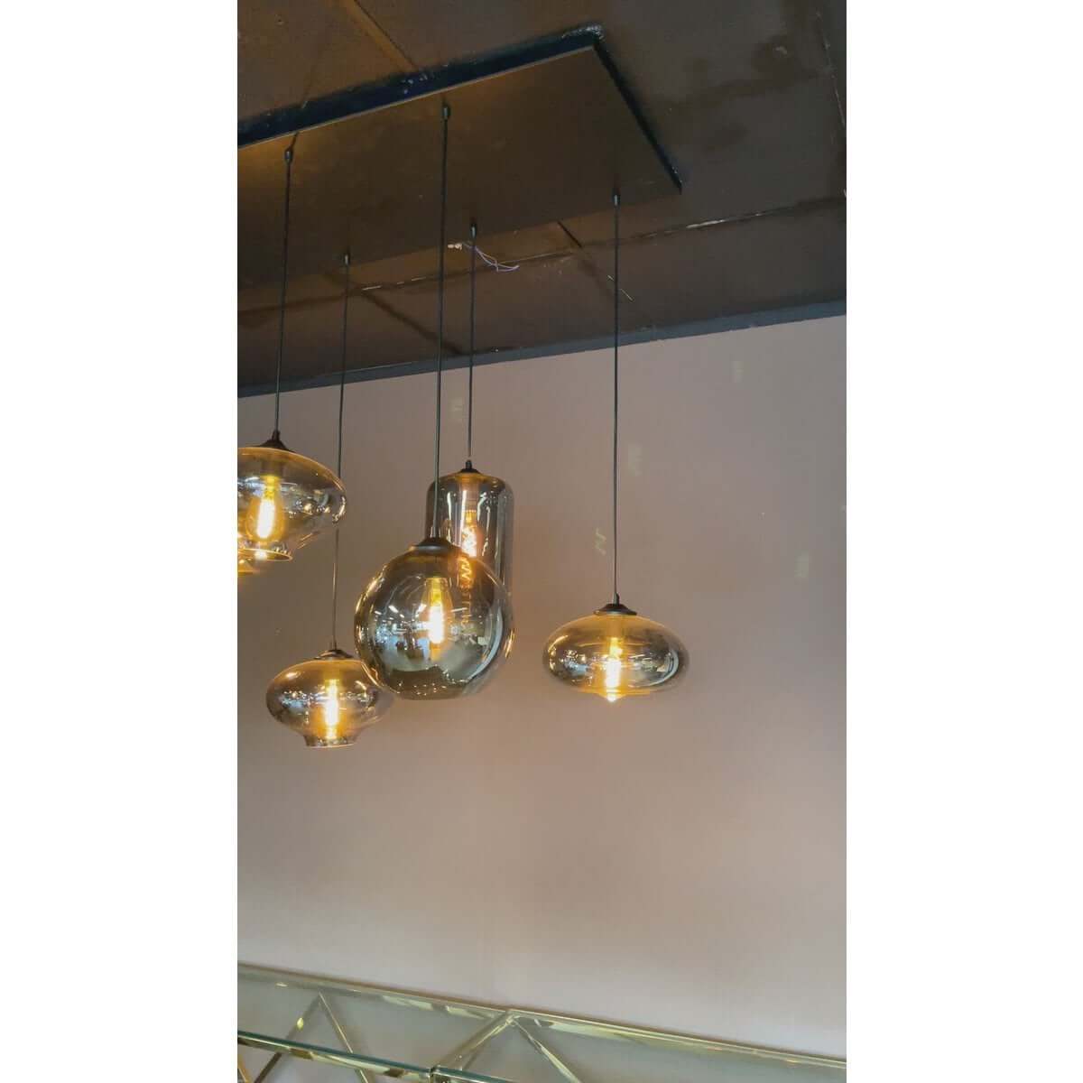 Ava Hanging Lamp Smoke Glass 7-Light - Luxury Living B.V.