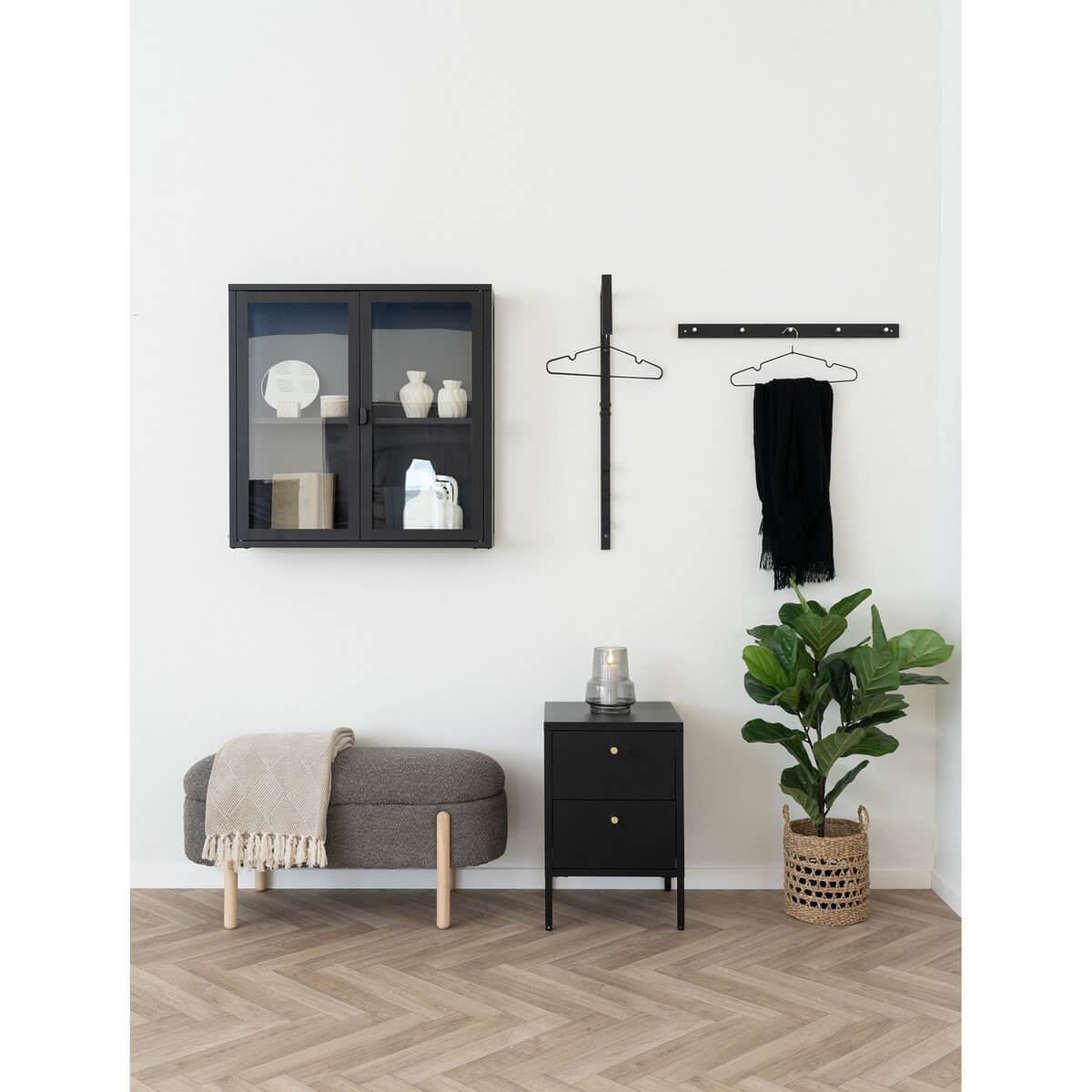 Branca Bench - Brown/Natural, polyester/schuim/multiplex, 98x41x48 cm - House Nordic ApS