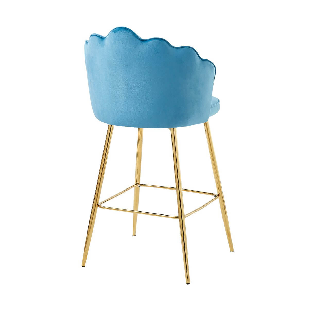 Set of 2 shell design bar stools in blue velvet - SalesFever