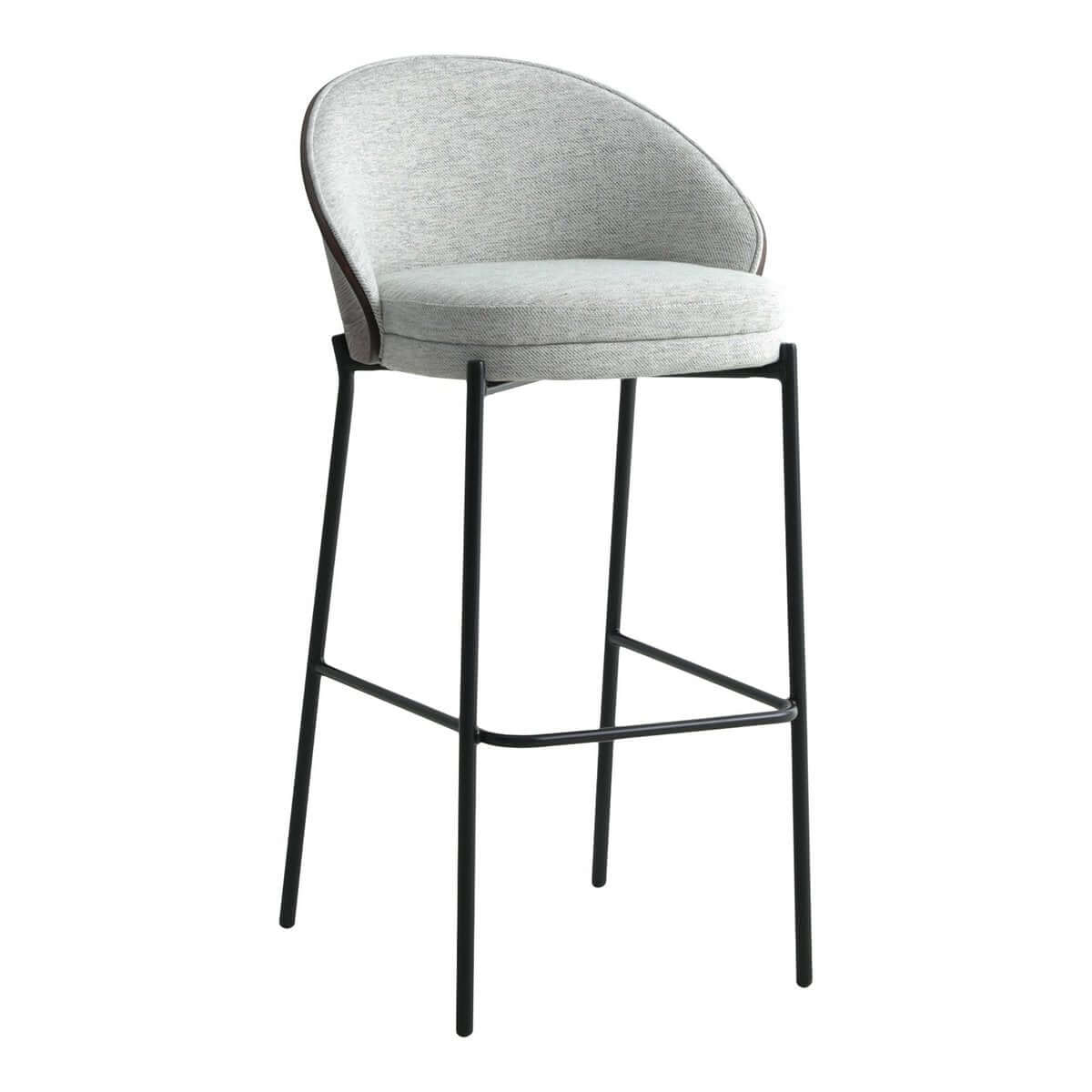 Canelas Bar Chair - Light Grey/Dark Brown, MDF/Polyester/Steel - Set of 2 - House Nordic ApS