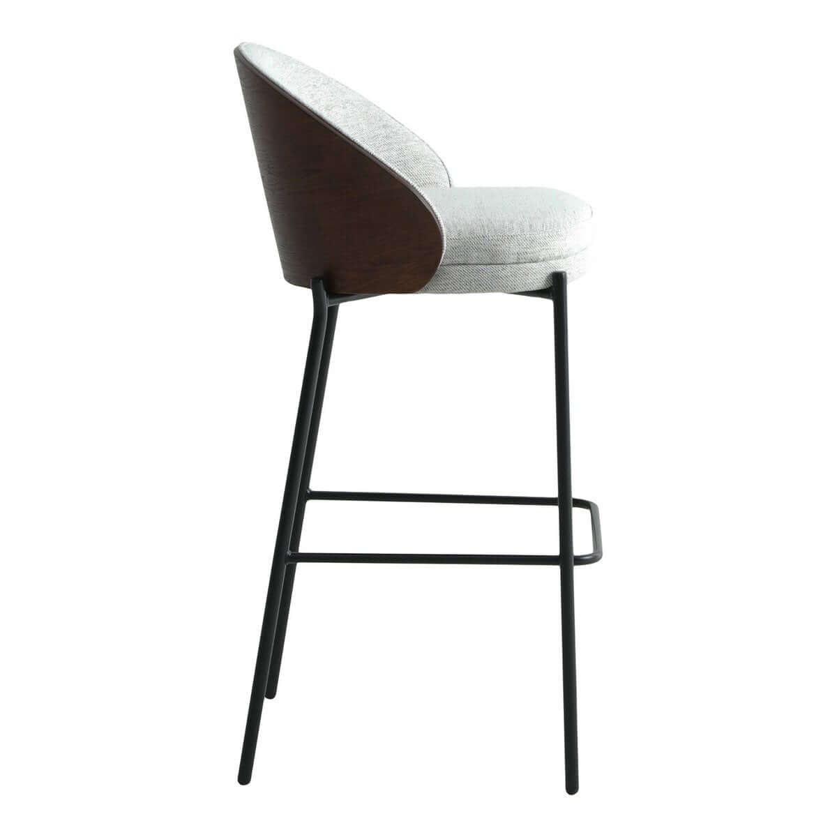 Canelas Bar Chair - Light Grey/Dark Brown, MDF/Polyester/Steel - Set of 2 - House Nordic ApS