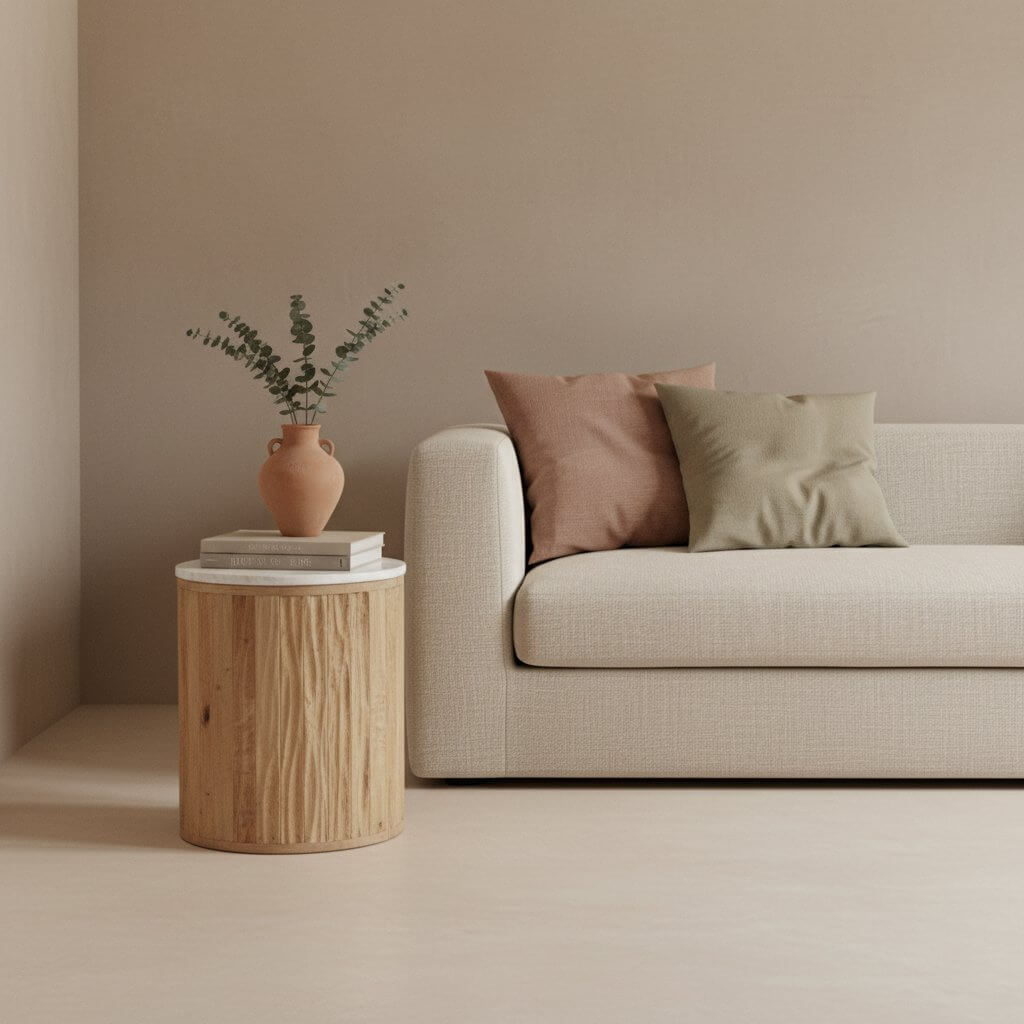 Malakka bijzettafel marmer wit - 40x40x50 cm - Raw Materials