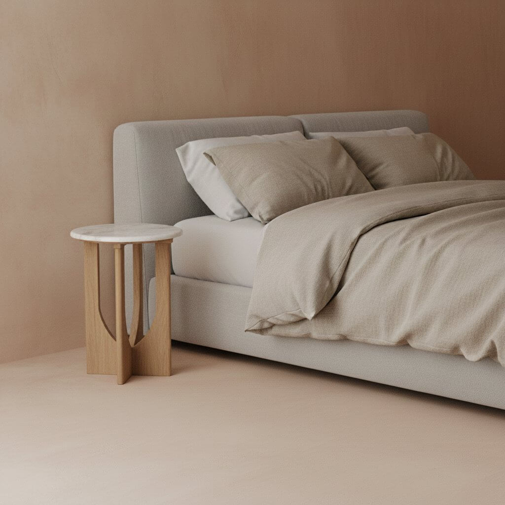 Kuching bijzettafel marmer wit - 30x30x50 cm - Raw Materials