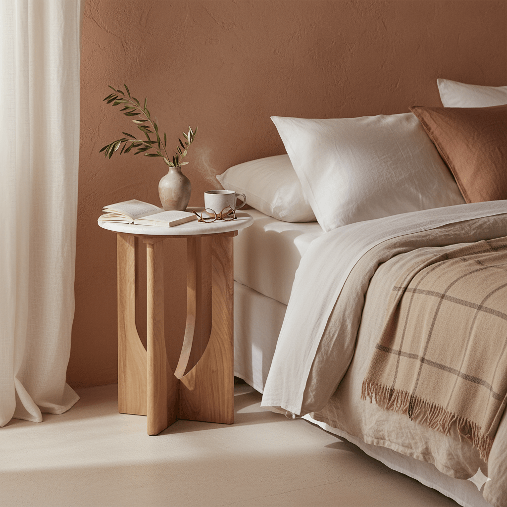 Kuching bijzettafel marmer wit - 30x30x50 cm - Raw Materials