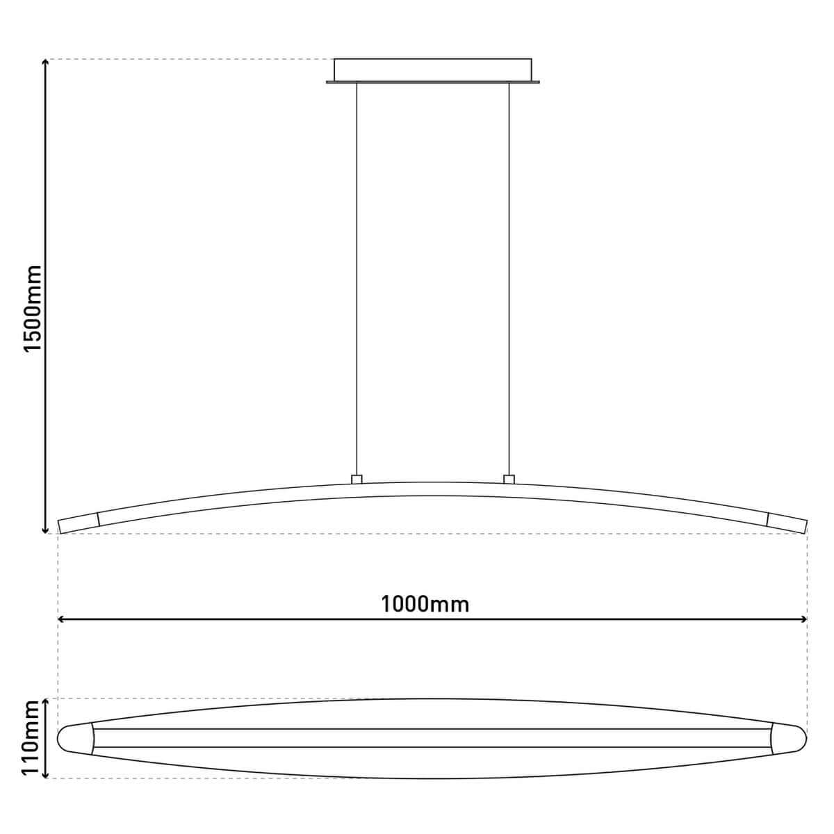 Boog LED Hanglamp Lengte 100 Cm – Minimalistisch Lichtlijn