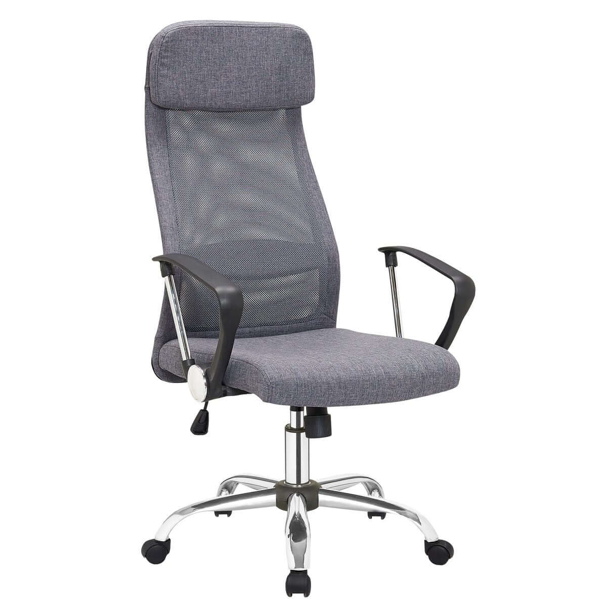 Gray office chair with mesh and fabric upholstery - SalesFever