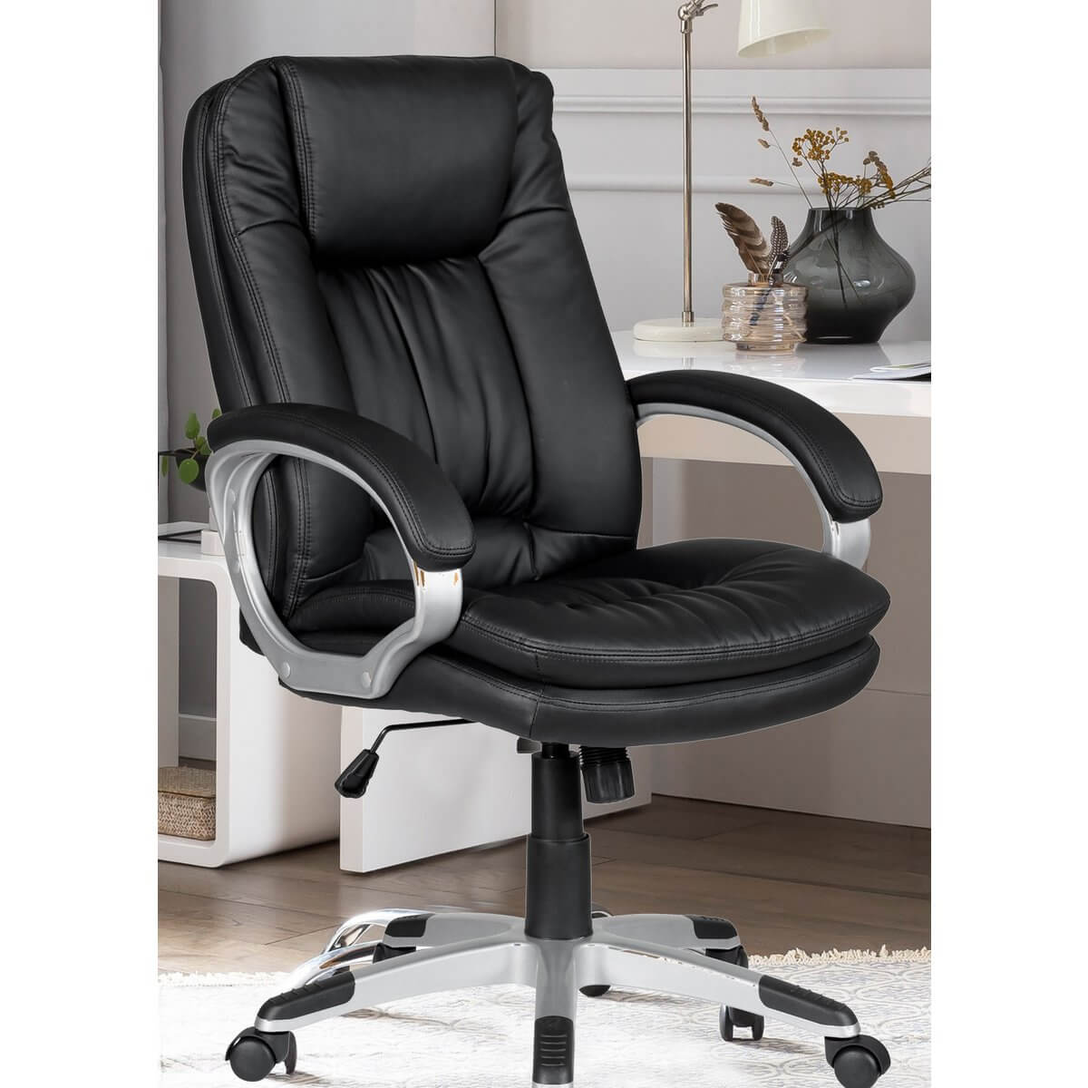 Office chair with armrests, black - SalesFever