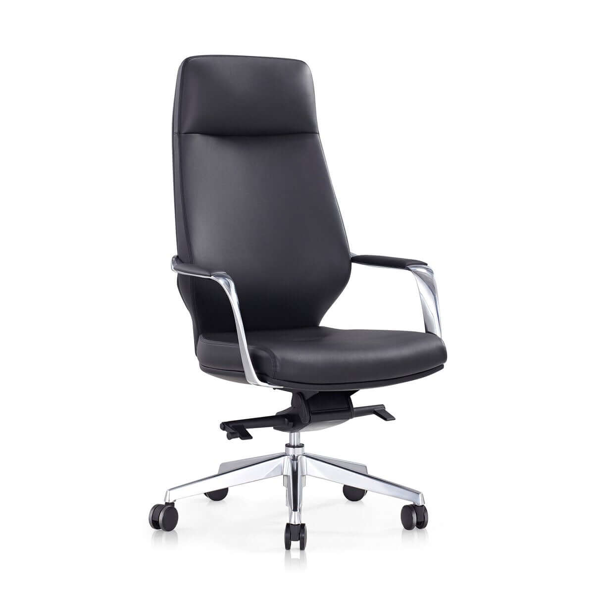 Office chair faux leather look black - SalesFever