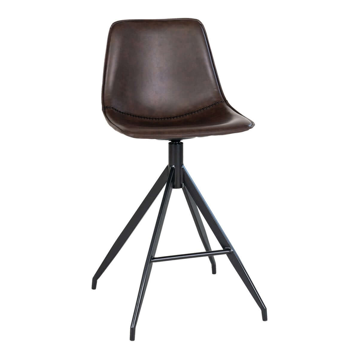 Monaco Counter Chair - Brown, PU/Steel, 51x44x96 cm - Set of 2 - House Nordic ApS