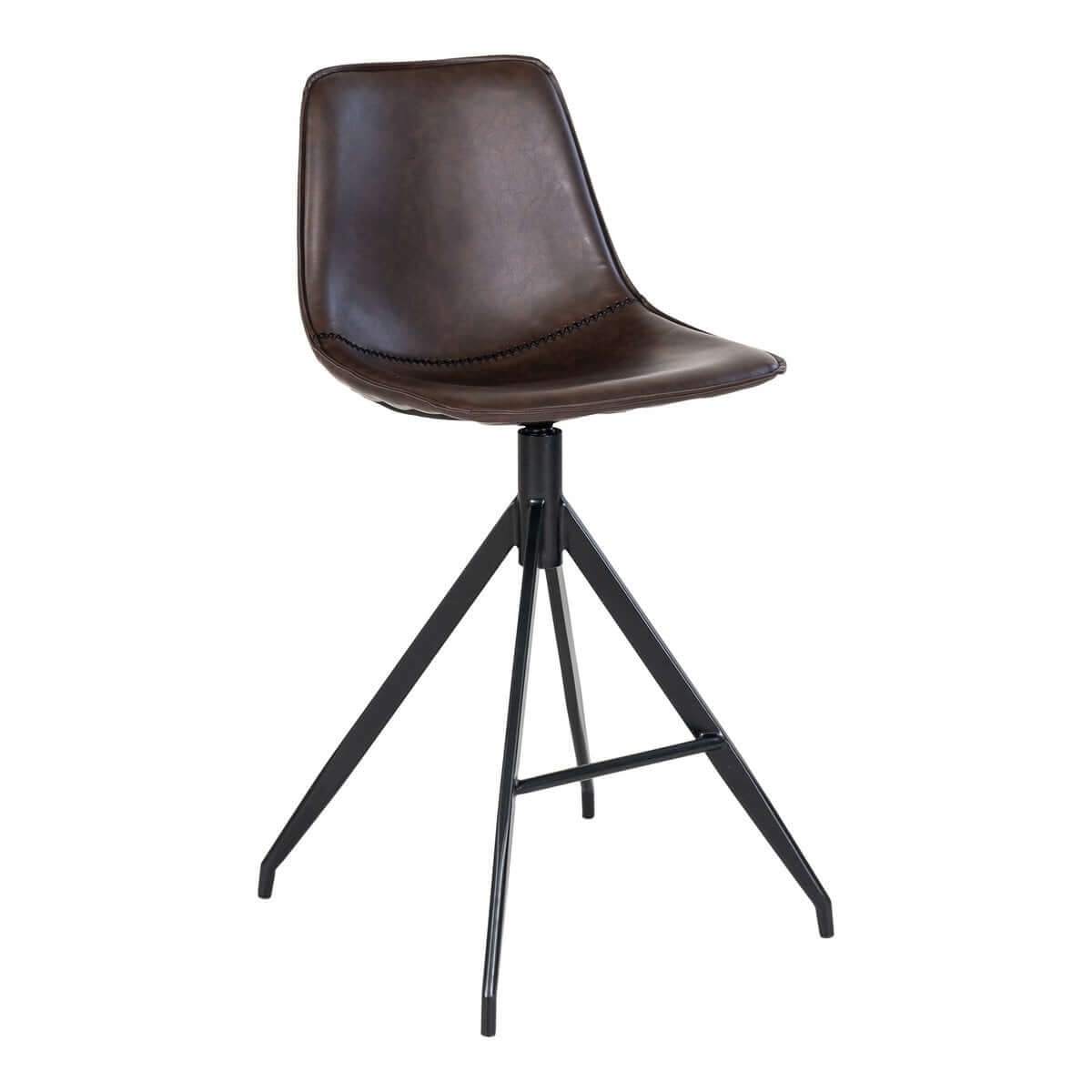 Monaco Counter Chair - Brown, PU/Steel, 51x44x96 cm - Set of 2 - House Nordic ApS