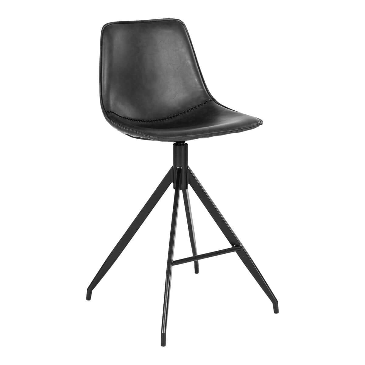 Monaco Counter Chair - Black, PU, Black Metal Legs, 51x44x96cm - set of 2 - House Nordic ApS