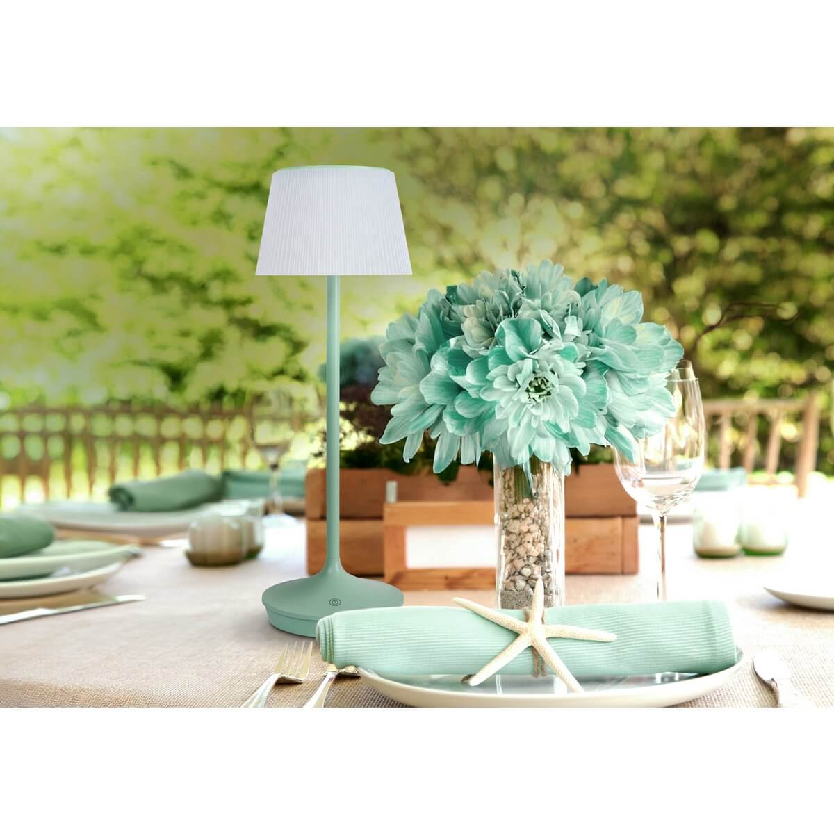Draadloze EMMI solar tafellamp mint wit - dimbare CCT - Ø 13 × 38 cm