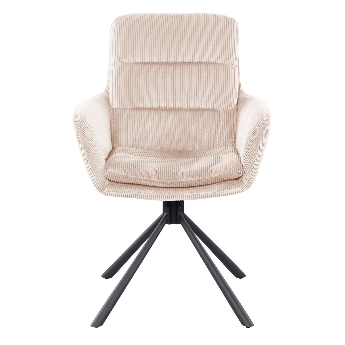 Draaifauteuil Beige – Corduroy-Look met Zwart Metalen Frame - SalesFever - Casanovio