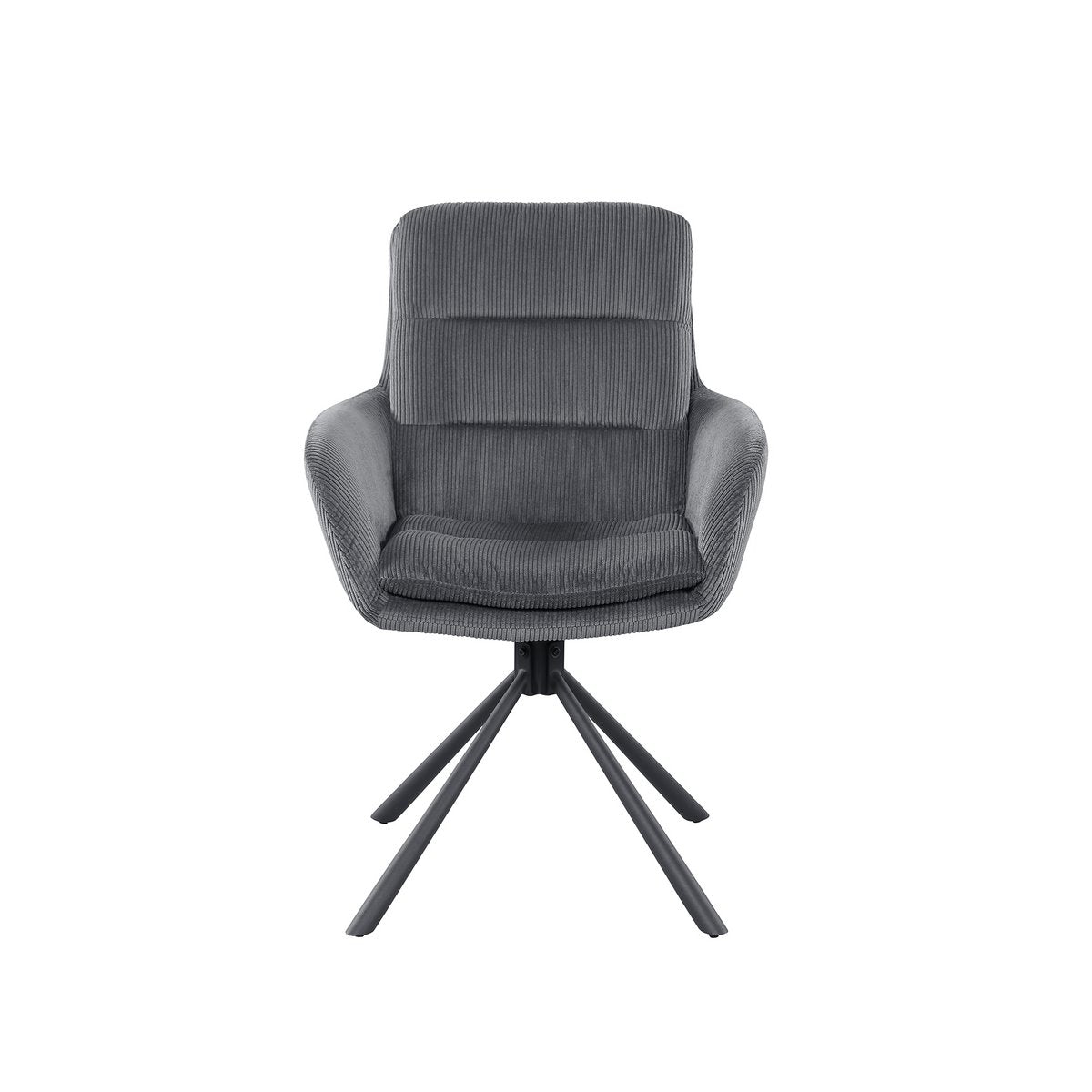 Draaifauteuil Donkergrijs – Corduroy-Look met Zwart Metalen Frame - SalesFever - Casanovio