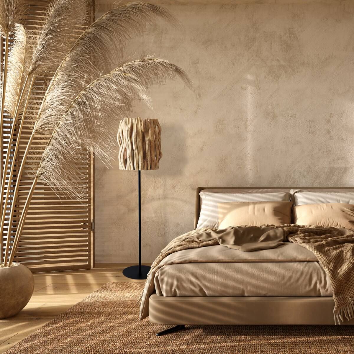 Floor lamp driftwood natural/black 140 cm - SalesFever