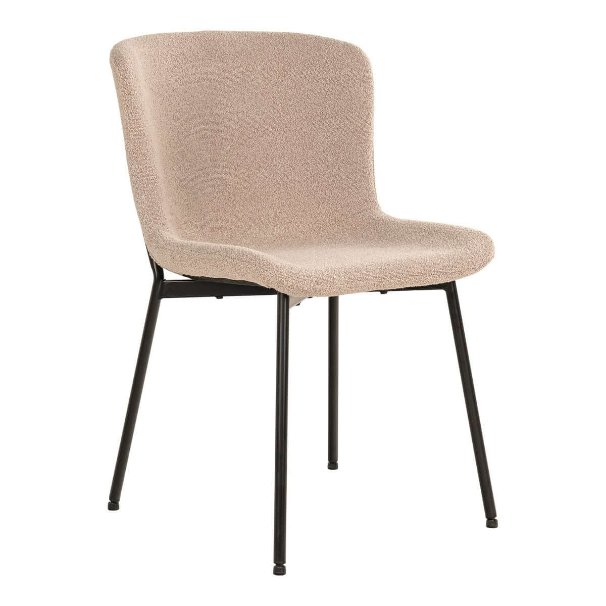 Maceda Dining Chair - Beige Bouclé, Black Legs - Set of 2 - House Nordic ApS