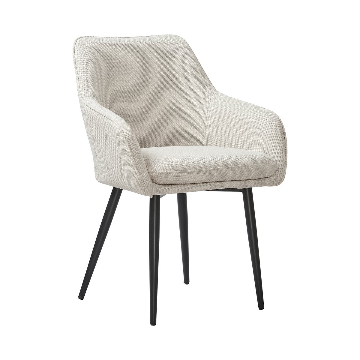 Eetkamerstoel Beige – Structuurstof met Diamantstiksel & Zwarte Poten - SalesFever - Casanovio