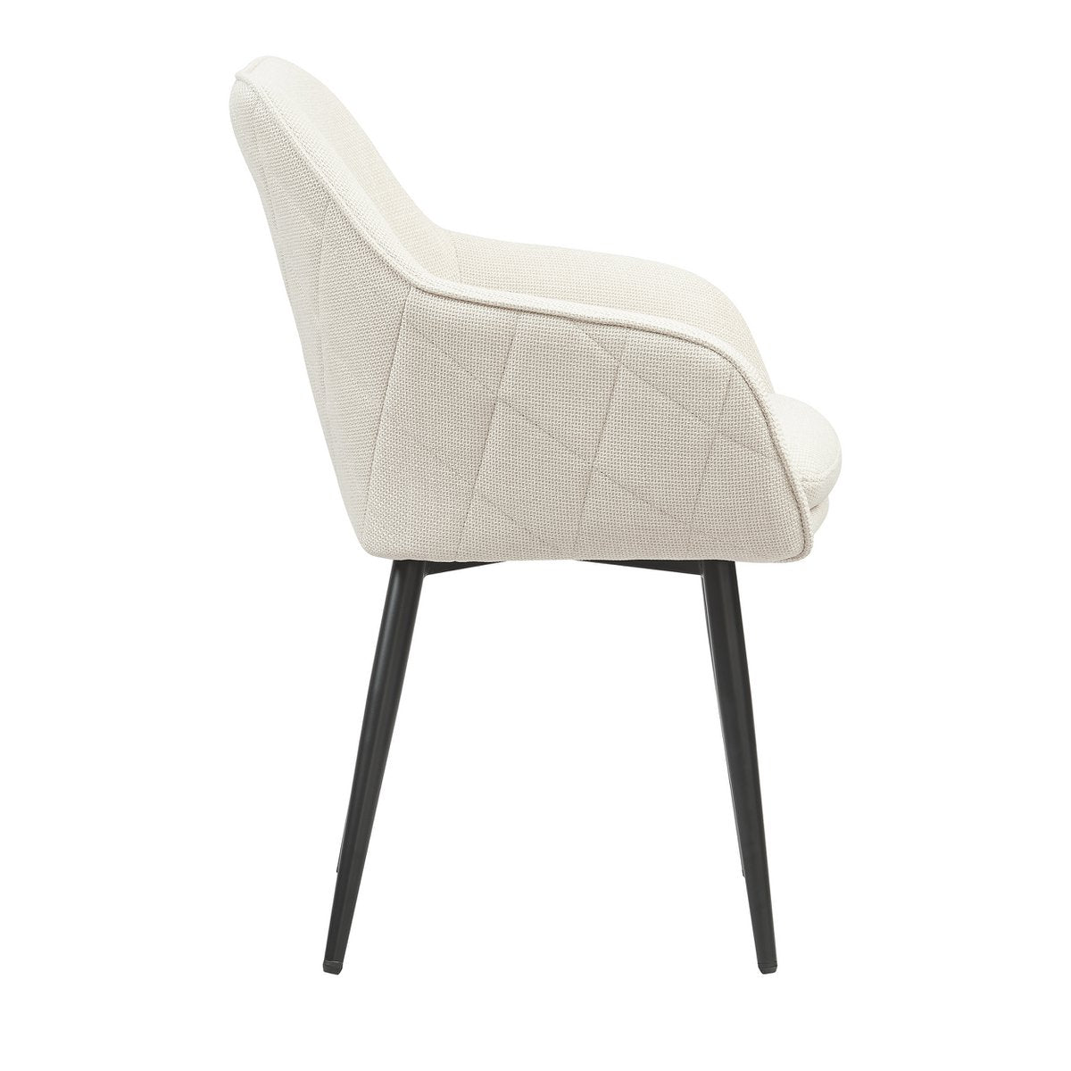 Eetkamerstoel Beige – Structuurstof met Diamantstiksel & Zwarte Poten - SalesFever - Casanovio