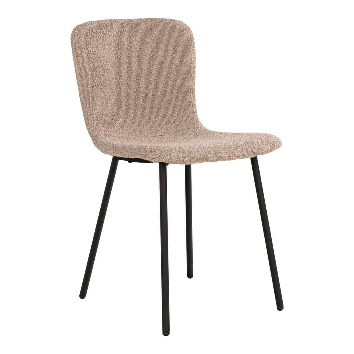Halden Dining Chair - Dining Chair in bouclé, beige with black legs - Set of 2 - House Nordic ApS