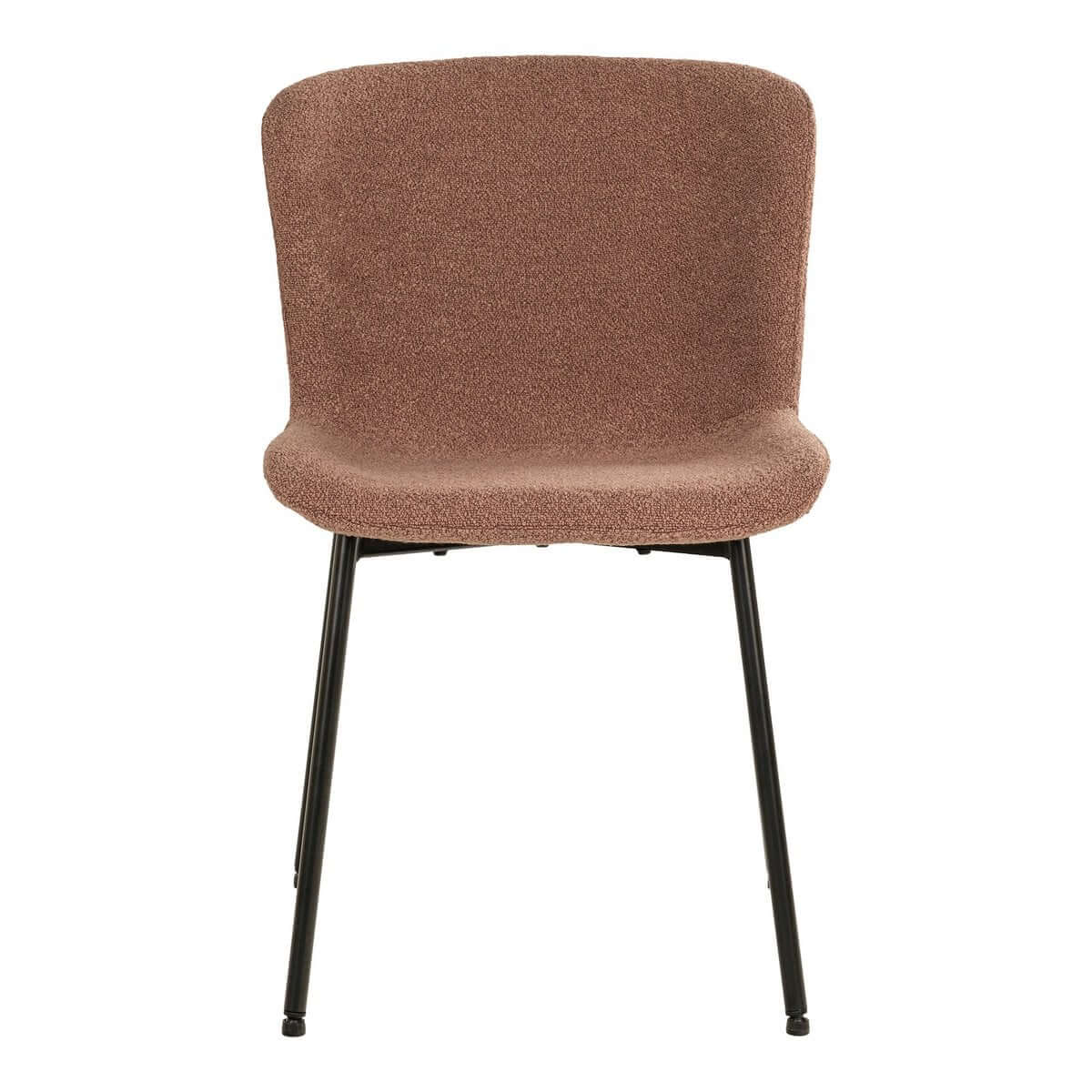 Maceda Dining Chair - Rust Bouclé, Black Legs - Set of 2 - House Nordic ApS