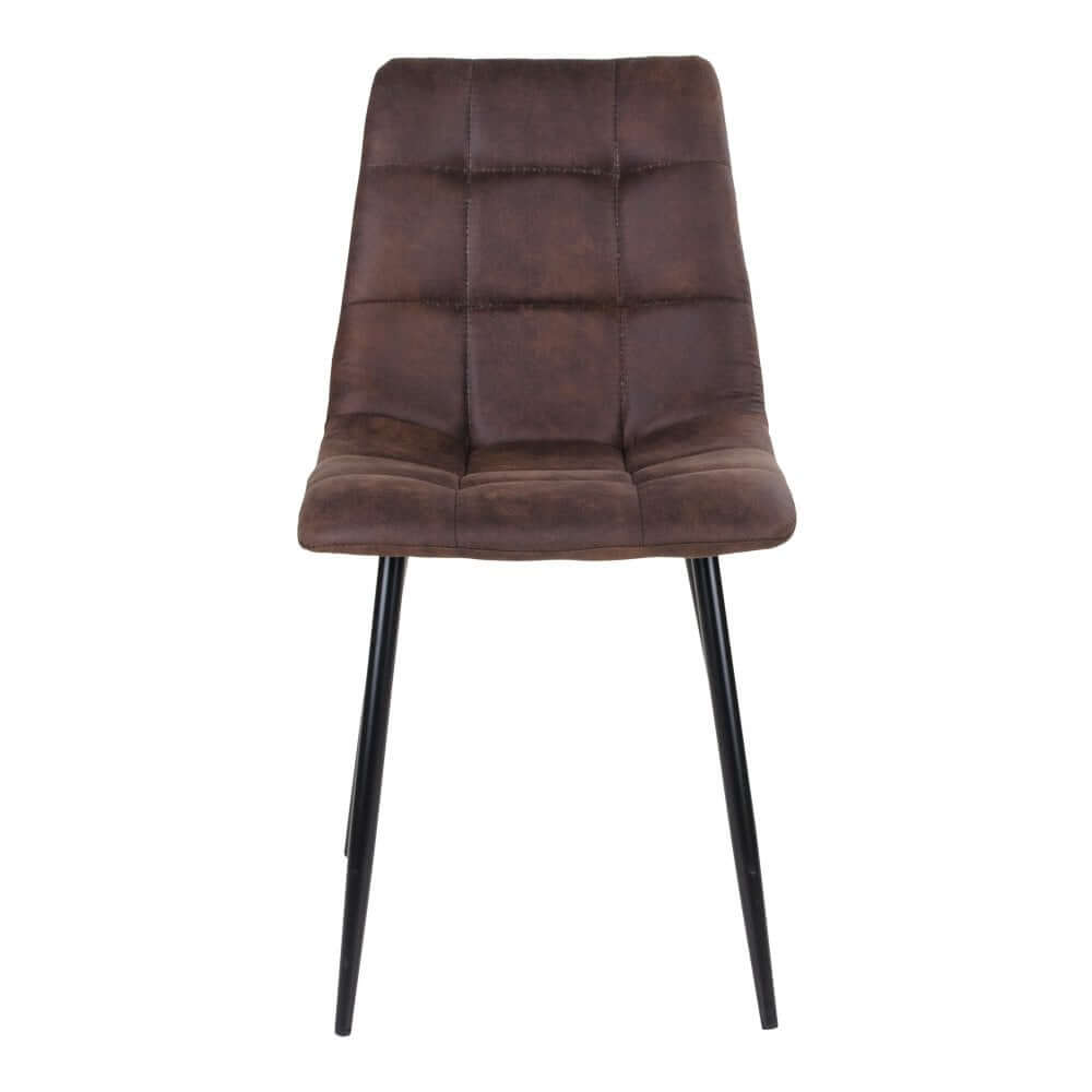 Middelfart Dining Chair - Brown, Microfiber, Black Metal Legs - Set of 2 - House Nordic ApS