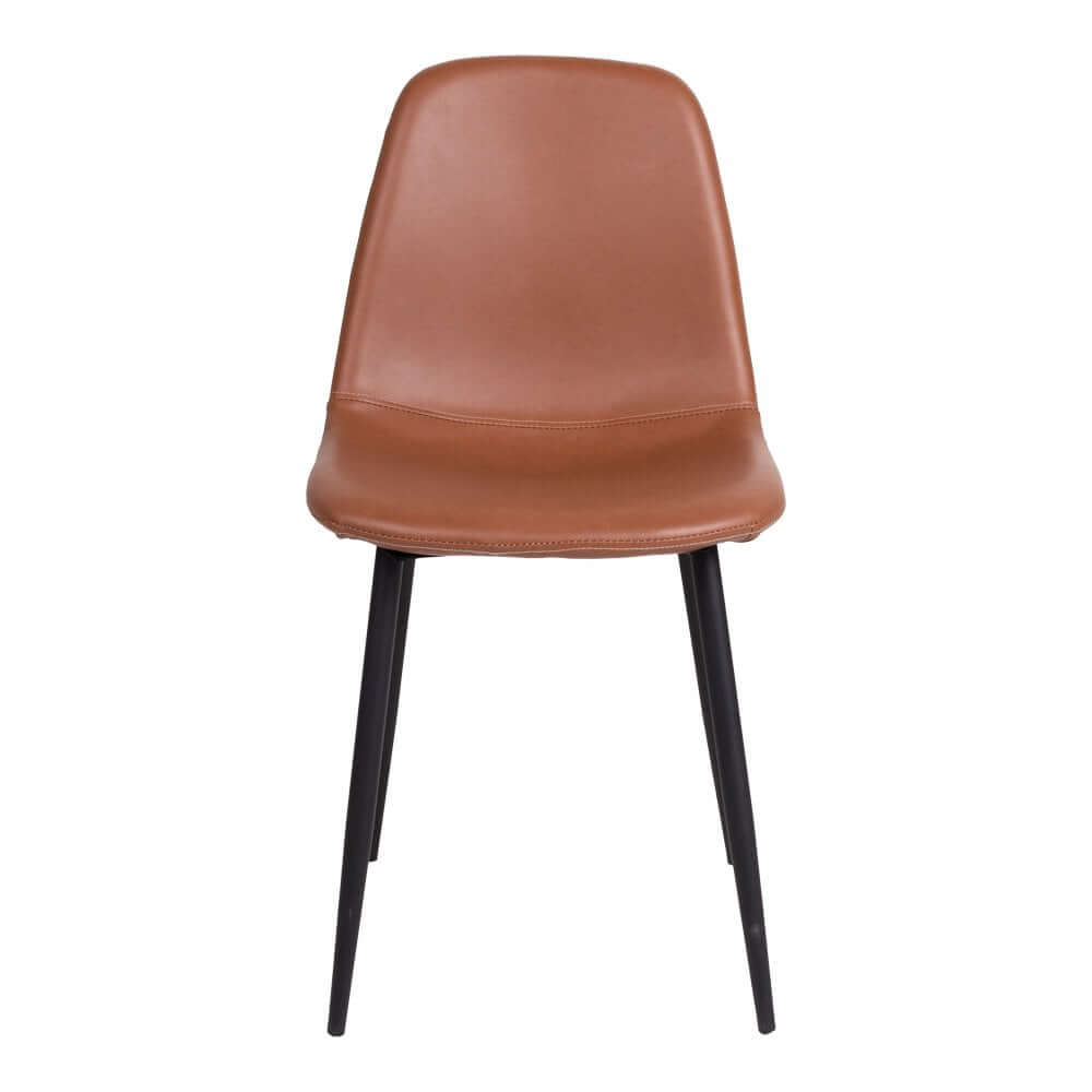 Stockholm Dining Chair - Brown, PU Leather, Black Metal Legs, 54x44x88cm - set of 2 - House Nordic ApS