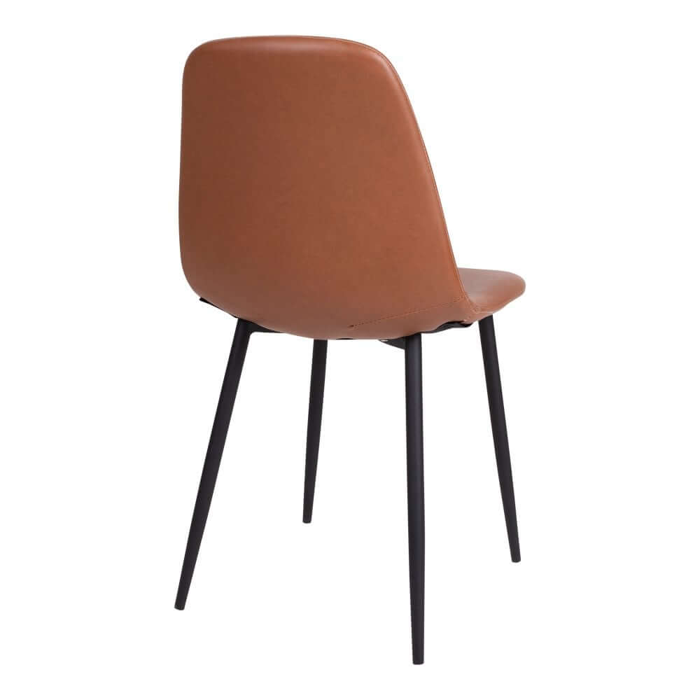 Stockholm Dining Chair - Brown, PU Leather, Black Metal Legs, 54x44x88cm - set of 2 - House Nordic ApS