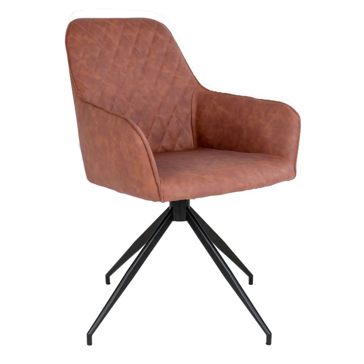 Harbo Dining Chair with Swivel - Steel, PU, Plywood, Brown - House Nordic ApS